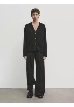 Кардиган With Pockets Massimo Dutti, черный