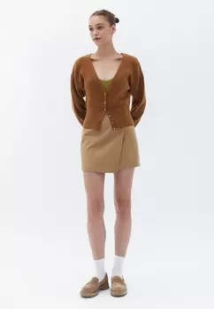 Кардиган WITH PUFF SLEEVES OXXO, цвет Mottled Brown