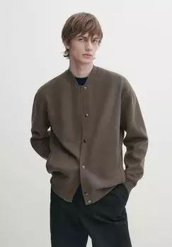 Кардиган With Snap-Buttons Massimo Dutti, цвет mottled brown