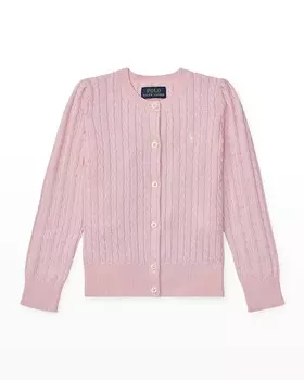 Кардиган вязания косами из хлопка в рубчик для девочки, размер 2-6X Ralph Lauren Childrenswear