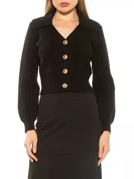 Кардиган вязанной вязки с воротником орехового цвета Alexia Admor, черный