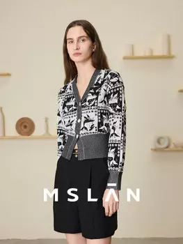 Кардиган вязаны MSlan винтажный, черный