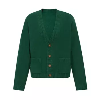 Кардиган вязаный Deep Breath с длинными рукавами и карманами, темно-синий