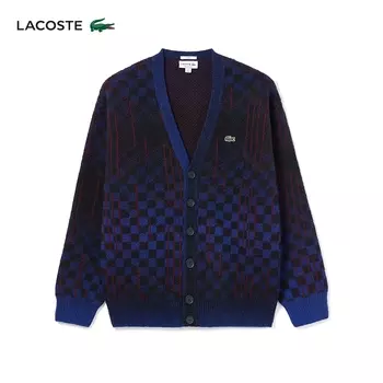 Кардиган вязаный Lacoste в клетку, темно-синий