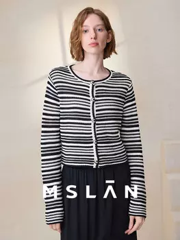 Кардиган вязаный MSlan в полоску, черный