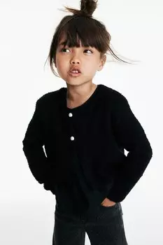 Кардиган вязки букле H&M, черный