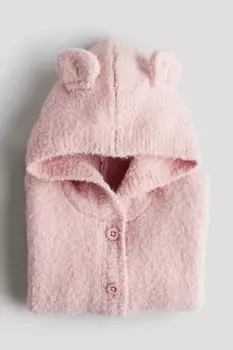 Кардиган вязки букле с капюшоном H&M, розовый