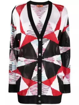 Кардиган вязки интарсия с узором Missoni, белый