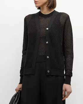 Кардиган вязки пуантелле с V-образным вырезом Rosetta Getty, цвет Black