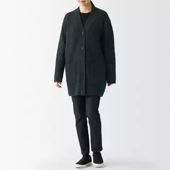 Кардиган Yak с V-образным вырезом MUJI, угольно-серый