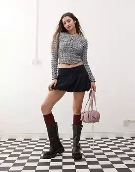 Кардиган Yejina с круглым вырезом и текстурой в темно-синем цвете Motel