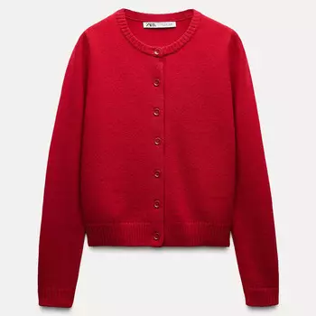 Кардиган Zara by Carlyne Cerf 100% Wool Basic, красный