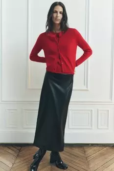 Кардиган Zara by Carlyne Cerf 100% Wool Basic, красный