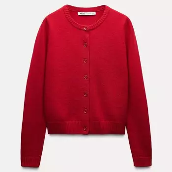 Кардиган Zara by Carlyne Cerf 100% Wool Basic, красный
