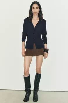 Кардиган Zara by Carlyne Cerf Buttoned Knit, темно-синий