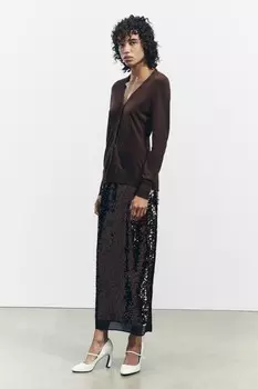 Кардиган Zara by Carlyne Cerf Buttoned Knit, коричневый