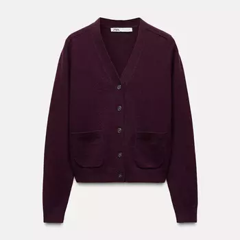 Кардиган Zara by Carlyne Cerf Wool Basic, баклажановый