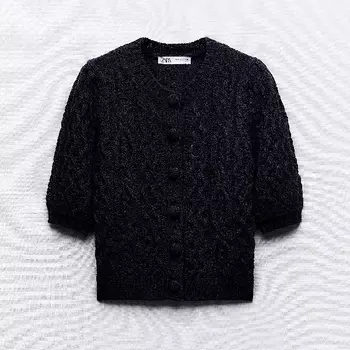 Кардиган Zara Cable Knit, темно-синий