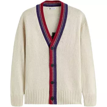 Кардиган Zara Jacquard Letter, кремовый