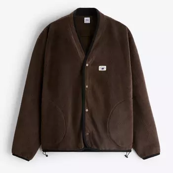 Кардиган Zara Textured With Patch, темно-коричневый