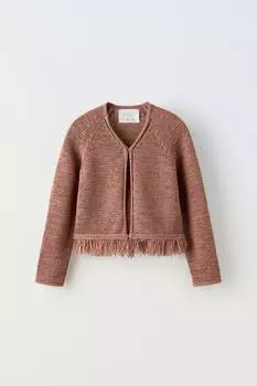 Кардиган Zara With Fringing, коричневый