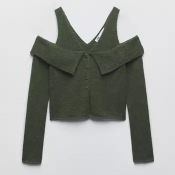 Кардиган Zara Wool Blend Knit, зеленый
