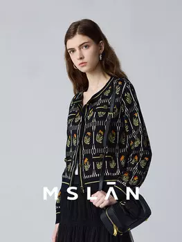 Кардиган жаккардовый Lazy Art MSlan, черный