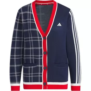 Кардиган женский Adidas на пуговицах комбинированный, темно-синий