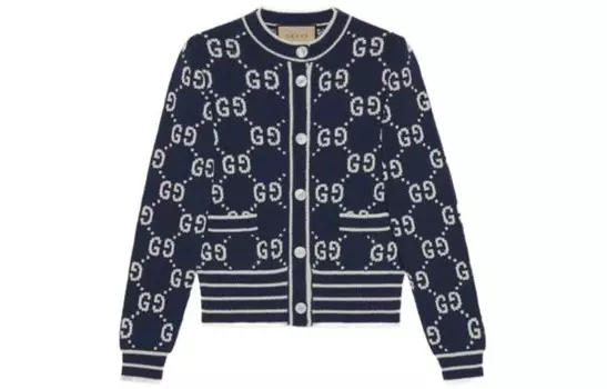 Кардиган женский Gucci с узором, синий / белый