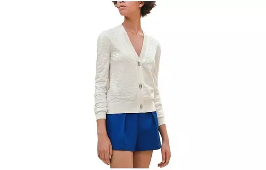 Кардиган женский Hermes на пуговицах, серый / белый