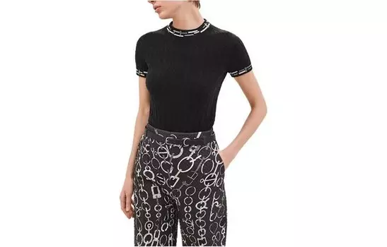 Кардиган женский Hermes с короткими рукавами, черный / белый