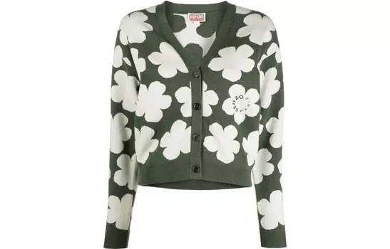Кардиган женский Kenzo, зеленый/белый