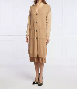 Кардиган женский Pinko шерстяной длинный на пуговицах, бежевый