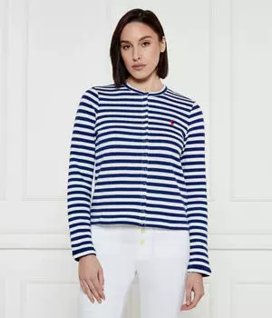 Кардиган женский Polo Ralph Lauren на пуговицах с принтом в полоску, синий