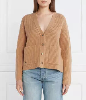 Кардиган женский Polo Ralph Lauren шерстяной с карманами, коричневый
