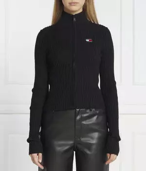 Кардиган женский Tommy Jeans на молнии с высоким воротником, черный