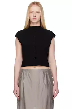 Кардиган-жилет с цельновязанными короткими рукавами Amomento, черный