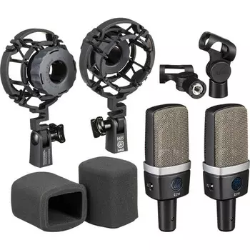 Кардиоидный конденсаторный микрофон AKG C214MP с большой диафрагмой (подобранная пара)