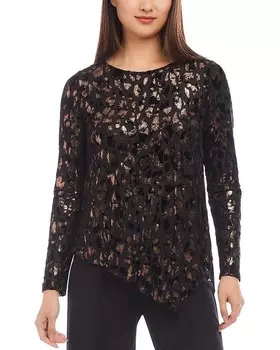 Karen Kane Бархатный асимметричный топ Burnout, мультиколор