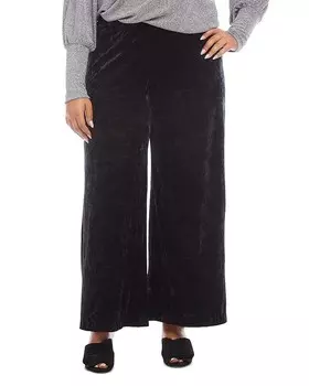 Karen Kane Плюс Бархатные брюки из мятого материала, черный