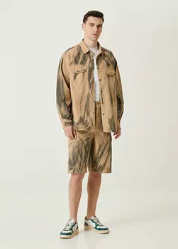 Карго-Бермуды с узором Msgm, бежевый