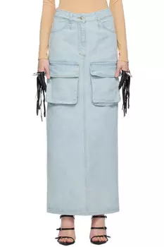 Карго-джинсовая макси-юбка Lado Bokuchava, синий