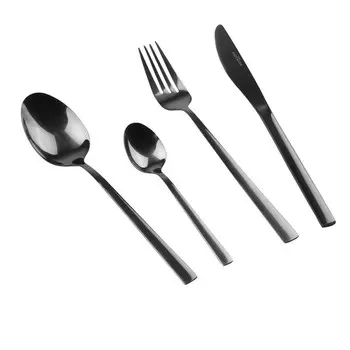 Karl Hausmann Набор столовых приборов на 6 персон Lena 16 предметов, столовые приборы из нержавеющей стали черного цвета