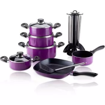 Karl Krger 17/L набор кастрюль из литого алюминия, кастрюли, 17 предметов, кухонные принадлежности, фиолетовый Karl Krueger
