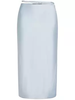 Karl Lagerfeld атласная юбка миди Signature, синий