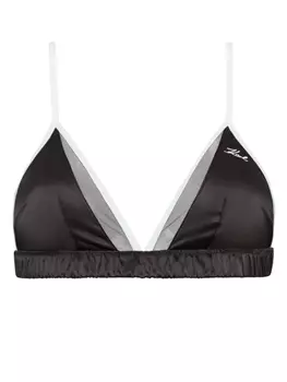 Karl Lagerfeld атласный бюстгальтер с треугольными чашками, черный
