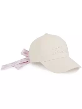 Karl Lagerfeld бейсболка Signature с бантом, нейтральный цвет