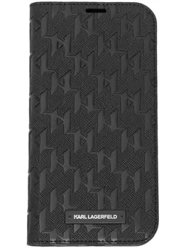 Karl Lagerfeld чехол для iPhone 14 Pro с тисненой монограммой, черный