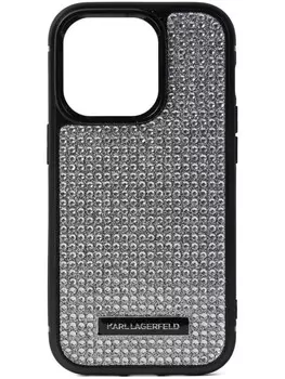 Karl Lagerfeld чехол для iPhone 14 со стразами, серебряный
