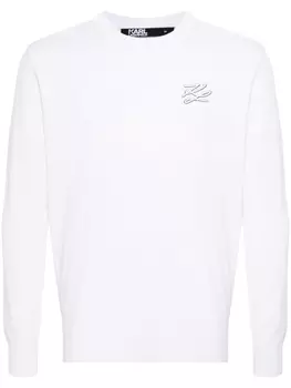 Karl Lagerfeld джемпер с вышитым логотипом, белый